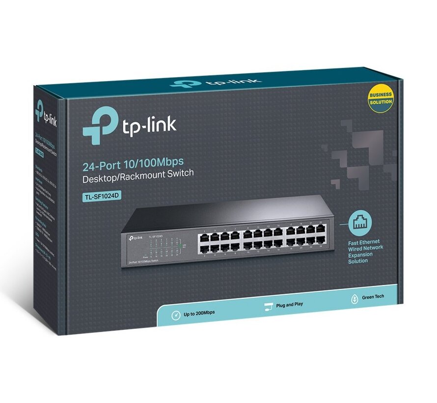 TL-SF1024D | 24-poorts 10/100Mbps Unmanaged Switch | Auto MDI/MDIX | Energie-efficiënt | Rack-monteerbaar