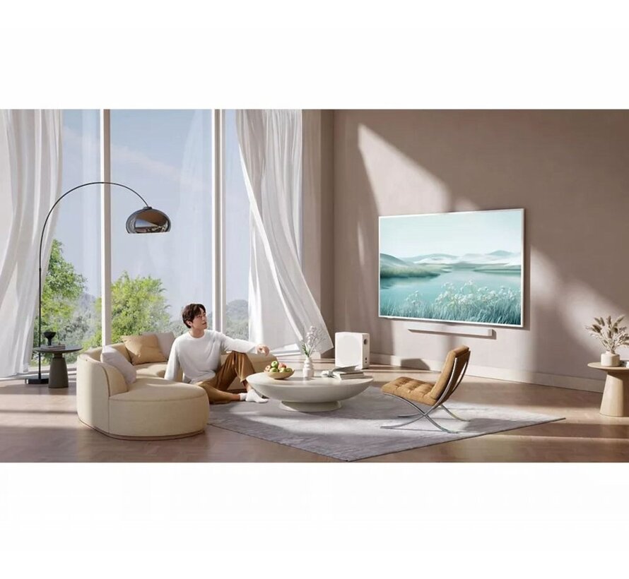 NXTFRAME 55A300W Pro Wit 55" | Ultra HD 4K QLED Smart TV | Draadloze Soundbar en Subwoofer | Google TV + Wifi | HDR10+ | 120Hz | Refurbished Gold (refurbished)