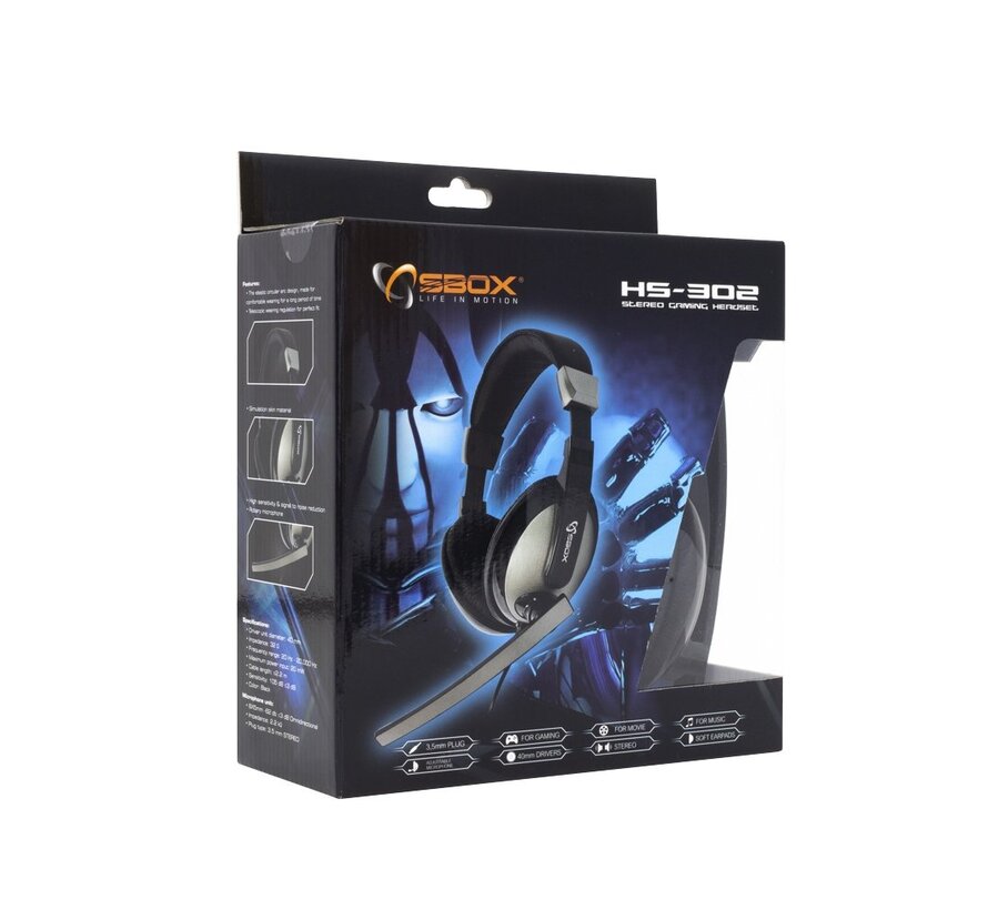 HS-302 | On-Ear Gaming Headset 3,5mm Connector | Zwart/Grijs