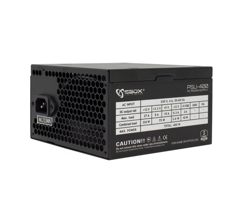 White Shark SBOX PSU-400/R Black Metal | 400 Watt ATX PSU | Power Supply | Voeding