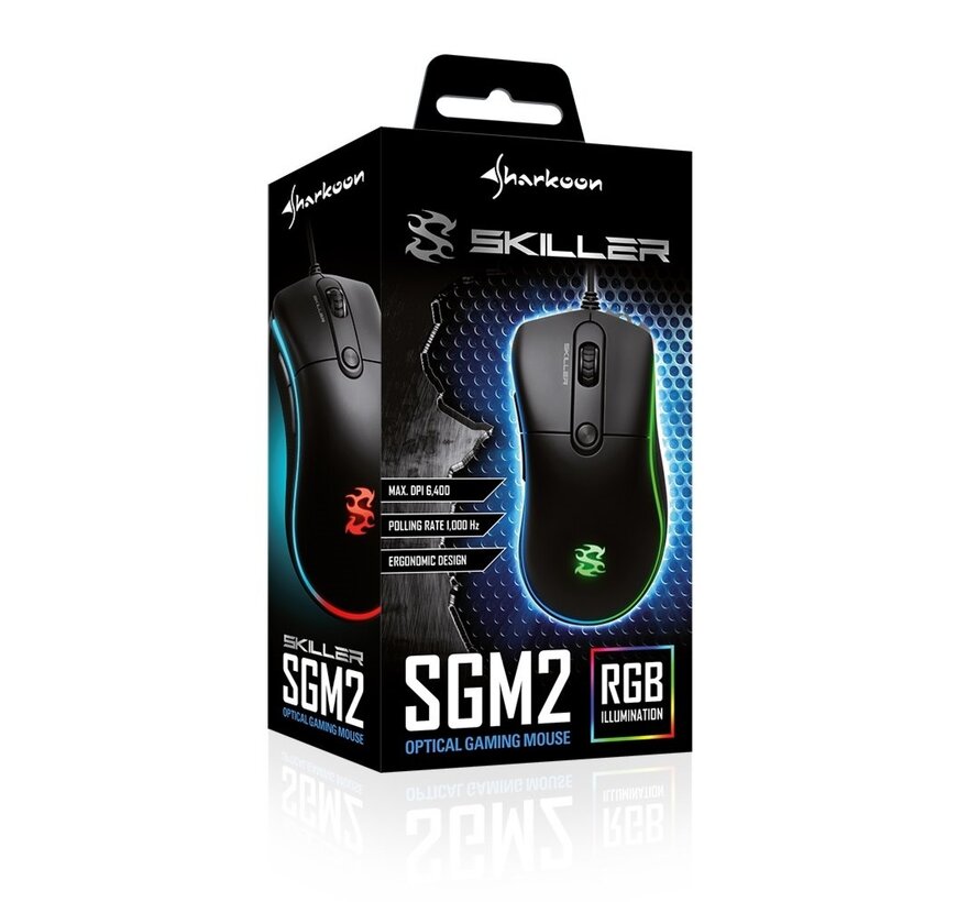 Skiller SGM2 | Bedrade Gaming Muis | USB-A | 6400 DPI | Zwart | RGB