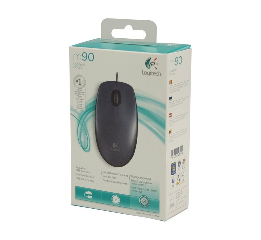 M90 | Bekabelde Muis | Links- en Rechtshandig | USB-A | 1000 DPI | Zwart
