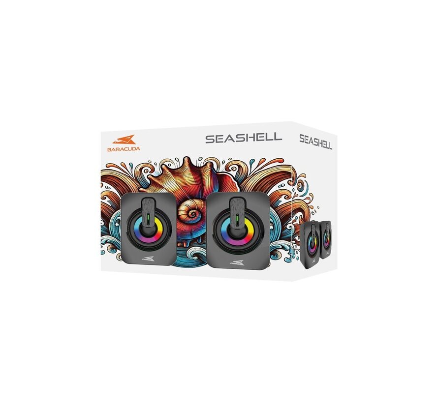 SEASHELL Rainbow | 2.0 Stereo Luidsprekerset USB | 2x3000mW | Zwart