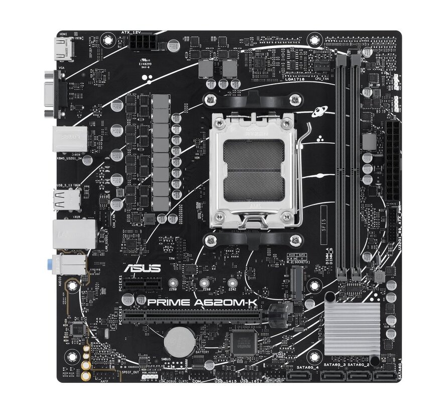 ASUS Prime A620M-K | Socket AM5 | AMD A620 | 2xDDR5 | Micro-ATX | Moederbord
