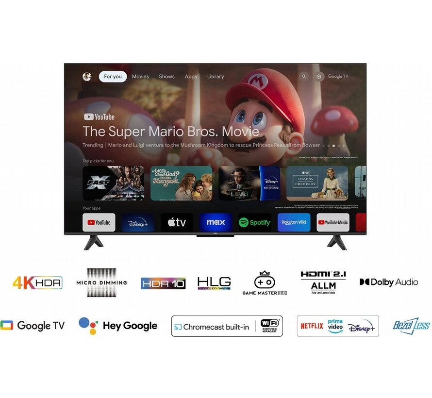 50P69B | 50'' 4K Ultra HD LED Smart TV | Google TV met HDR10+ | HDMI 2.1 | 50Hz | Wifi