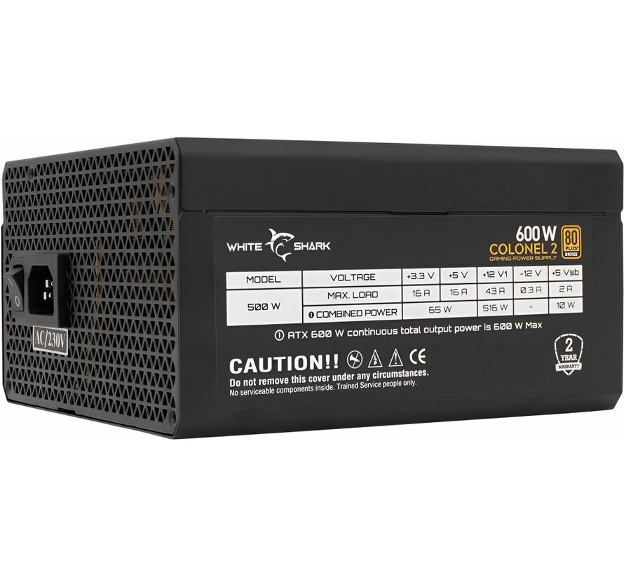 Colonel 2 | 600 Watt Bronze ATX PSU | Power Supply | Voeding