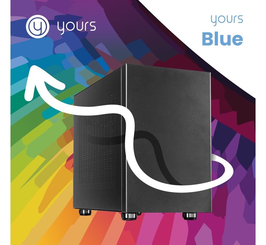 YOURS BLUE | Intel Core i3-14100 | 16GB | 1TB | HDMI | W11 Professional | Small Form Factor Behuzing