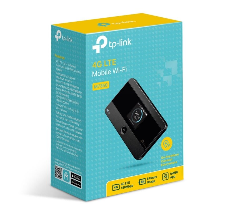 M7350 | Mobiele WiFi (4G LTE) Router | 150 Mbit/s | Zwart