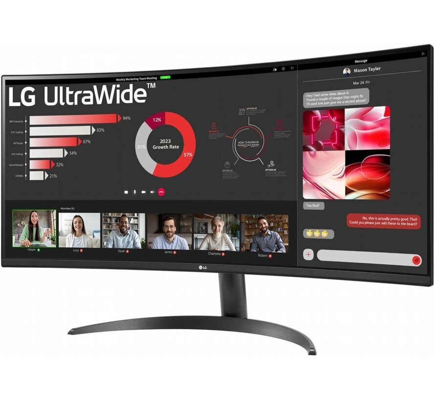 34WR50QK-B | 34" UltraWide (3440x1440) | 100Hz | DisplayPort & 2x HDMI | Zwart | Open Box (refurbished)