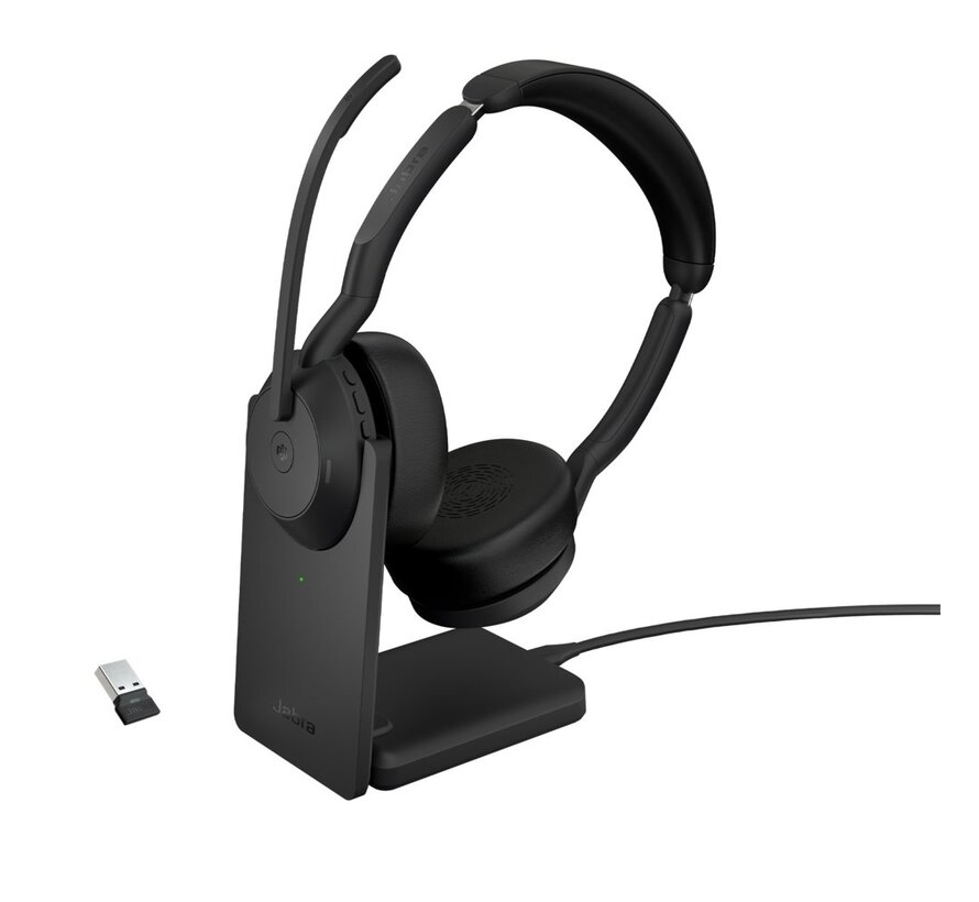 Evolve2 55 MS Stereo | Bluetooth & USB-A Headset | Met Oplaadhouder | Zwart | Voor Kantoor & Callcenter