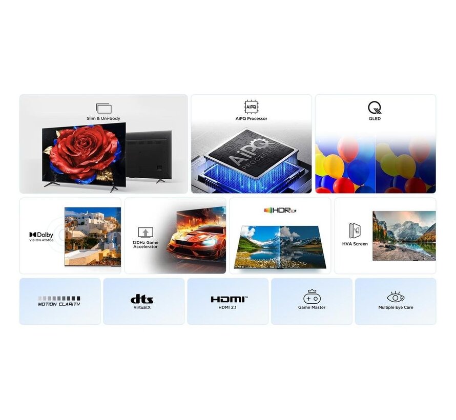 43P79K (2025) | 43'' Ultra HD 4K | QLED Smart TV | Wifi | Google TV | Dolby Vision | 60Hz