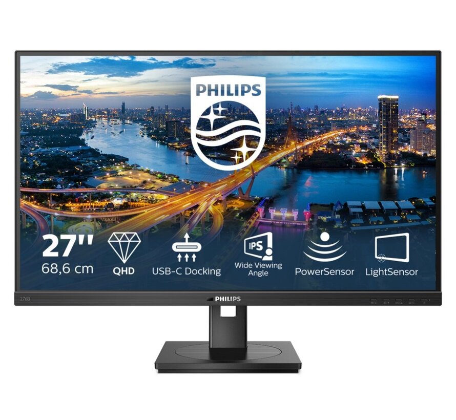 276B1/00 27" | 2560x1440 IPS | USB-C | USB-Hub | 75Hz | 350cd/m² | 1000:1 Contrast | 178° Kijkhoek | Monitor