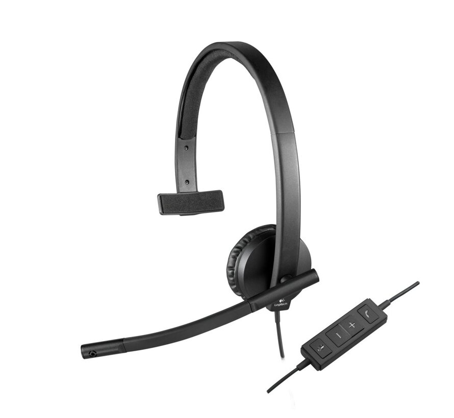 H570e | Bedrade On-ear Mono Headset | USB-A | Zwart