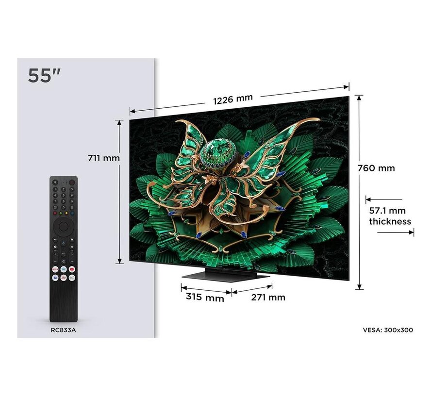 55C71K (2025) | 55'' Ultra HD 4K | QD-Mini LED Smart TV | Wifi | Google TV | Dolby Vision | 120Hz
