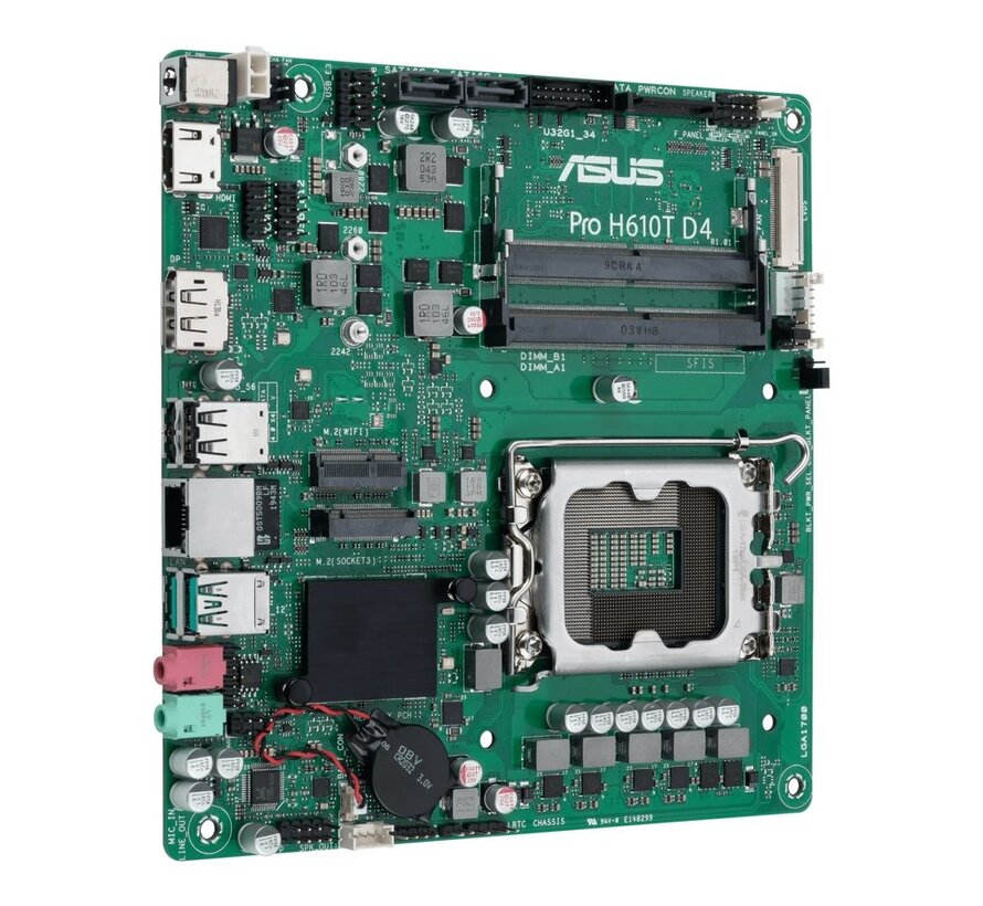 ASUS Pro H610T D4-CSM | Socket LGA 1700 | Intel H610 | 2xDDR4 | Mini-ITX | Moederbord