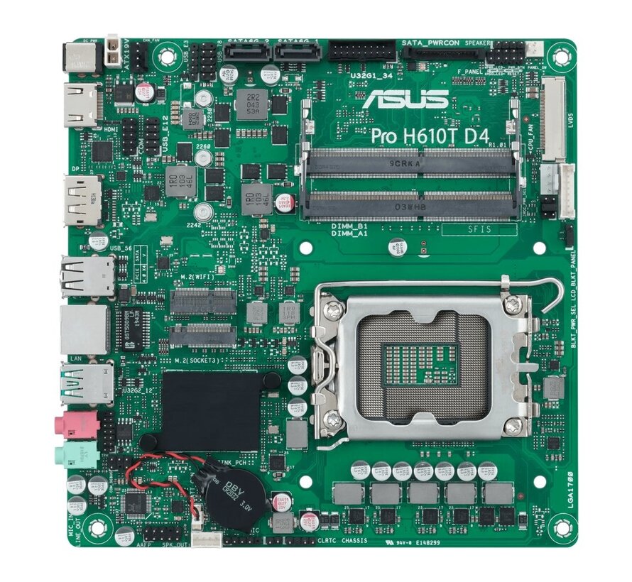 ASUS Pro H610T D4-CSM | Socket LGA 1700 | Intel H610 | 2xDDR4 | Mini-ITX | Moederbord
