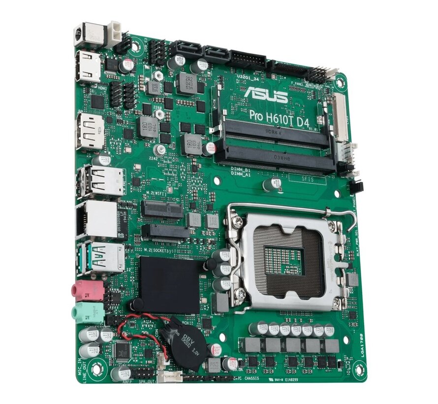 ASUS Pro H610T D4-CSM | Socket LGA 1700 | Intel H610 | 2xDDR4 | Mini-ITX | Moederbord