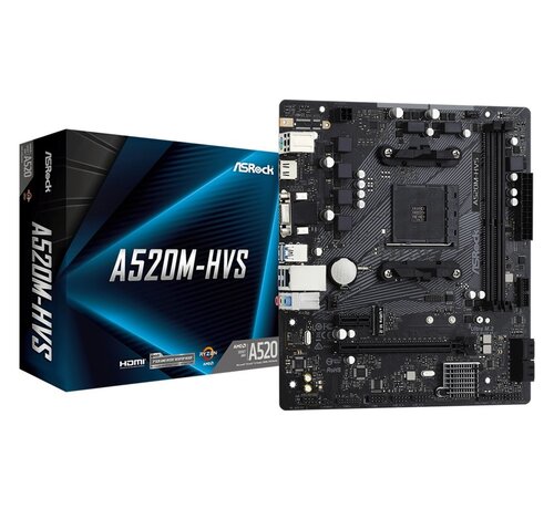 Asrock A520M-HVS | Socket AM4 | AMD A520 | 2xDDR4 | Micro-ATX | Moederbord