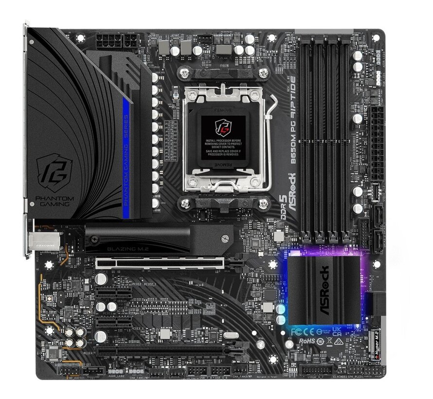 B650M PG Riptide | Socket AM5 | AMD B650 | 4xDDR5 | Micro-ATX | Moederbord