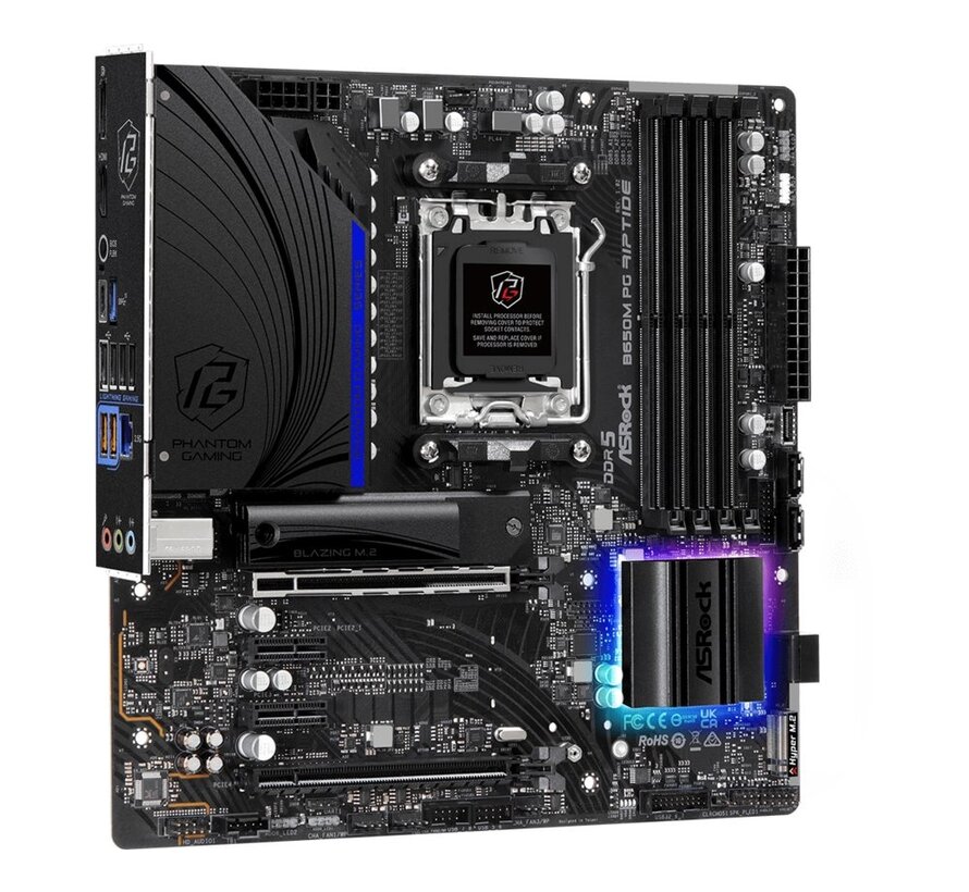 B650M PG Riptide | Socket AM5 | AMD B650 | 4xDDR5 | Micro-ATX | Moederbord