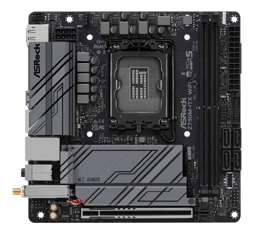 Z790M-ITX WiFi | Socket LGA 1700 | Intel Z790 | 2xDDR5 | Mini-ITX | Moederbord