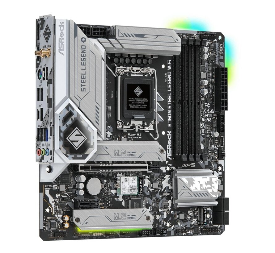 B760M Steel Legend WiFi | Socket LGA 1700 | Intel B760 | 4xDDR5 | Micro-ATX | Moederbord