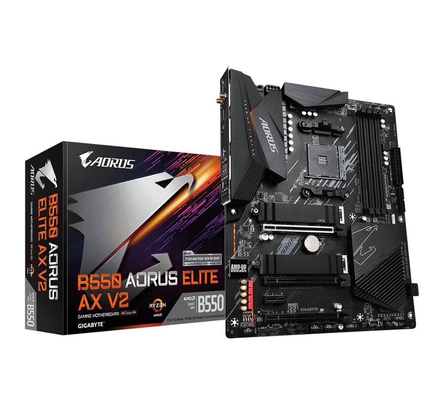 B550 AORUS ELITE AX V2 | Socket AM4 | AMD B550 | 4xDDR4 | ATX | Moederbord