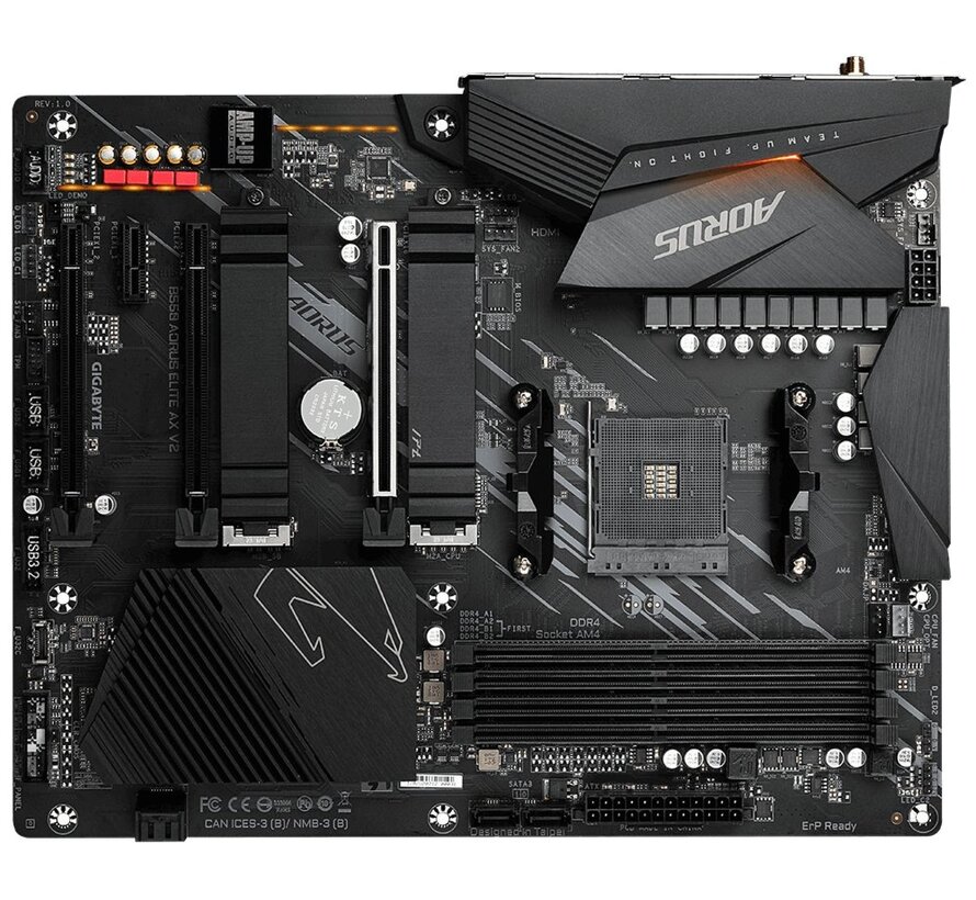 B550 AORUS ELITE AX V2 | Socket AM4 | AMD B550 | 4xDDR4 | ATX | Moederbord