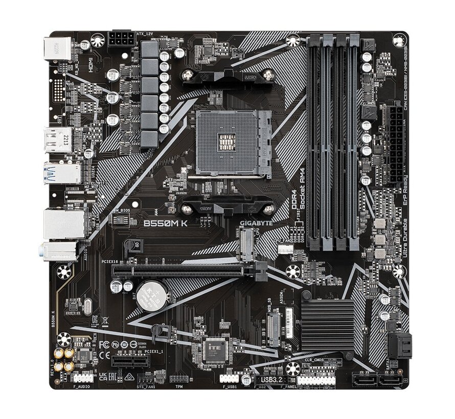 B550M K 1.0 | Socket AM4 | AMD B550 | 4xDDR4 | Micro-ATX | Moederbord