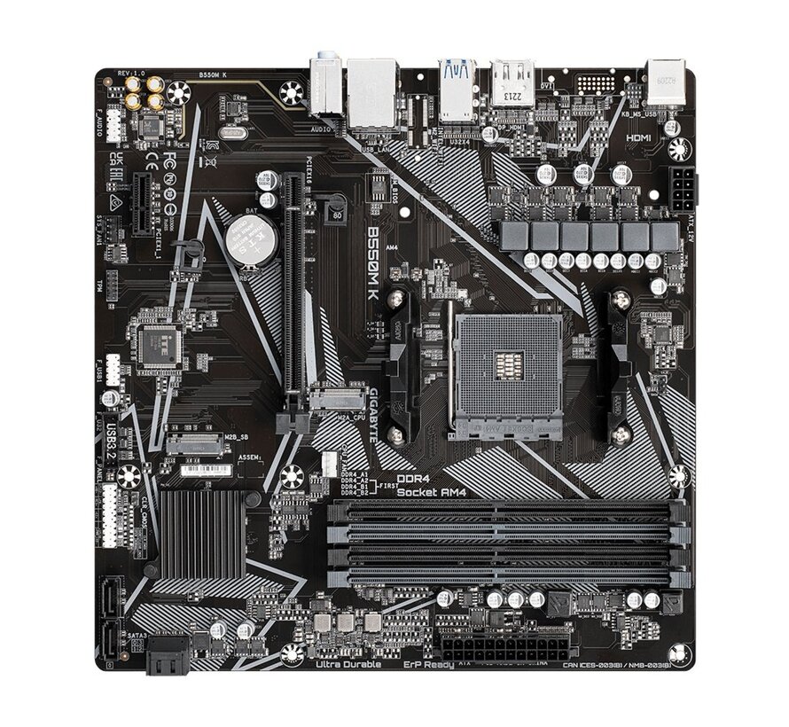 B550M K 1.0 | Socket AM4 | AMD B550 | 4xDDR4 | Micro-ATX | Moederbord