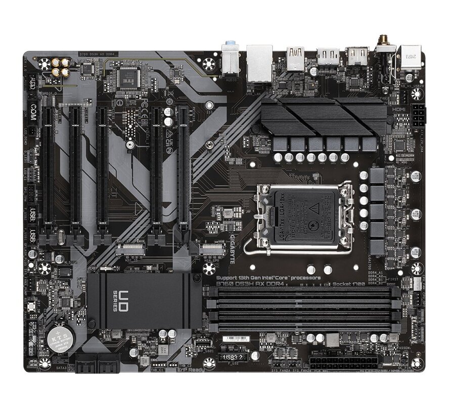 B760 DS3H AX WIFI | Socket LGA 1700 | Intel B760 | 4xDDR4 | ATX | Moederbord