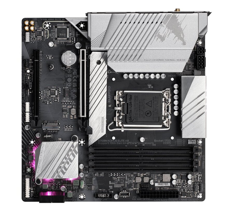 B760M AORUS ELITE AX | Socket LGA 1700 | Intel B760 | 4xDDR5 | Micro-ATX | Moederbord