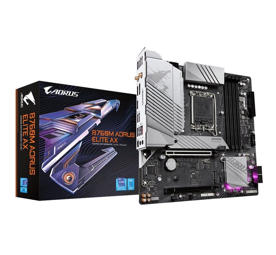 B760M AORUS ELITE AX | Socket LGA 1700 | Intel B760 | 4xDDR5 | Micro-ATX | Moederbord