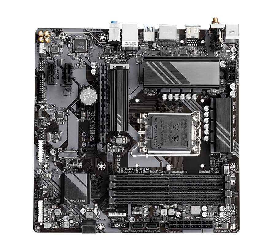 B760M DS3H AX (rev. 1.x) | Socket LGA 1700 | Intel B760 | 4xDDR5 | Micro-ATX | Moederbord