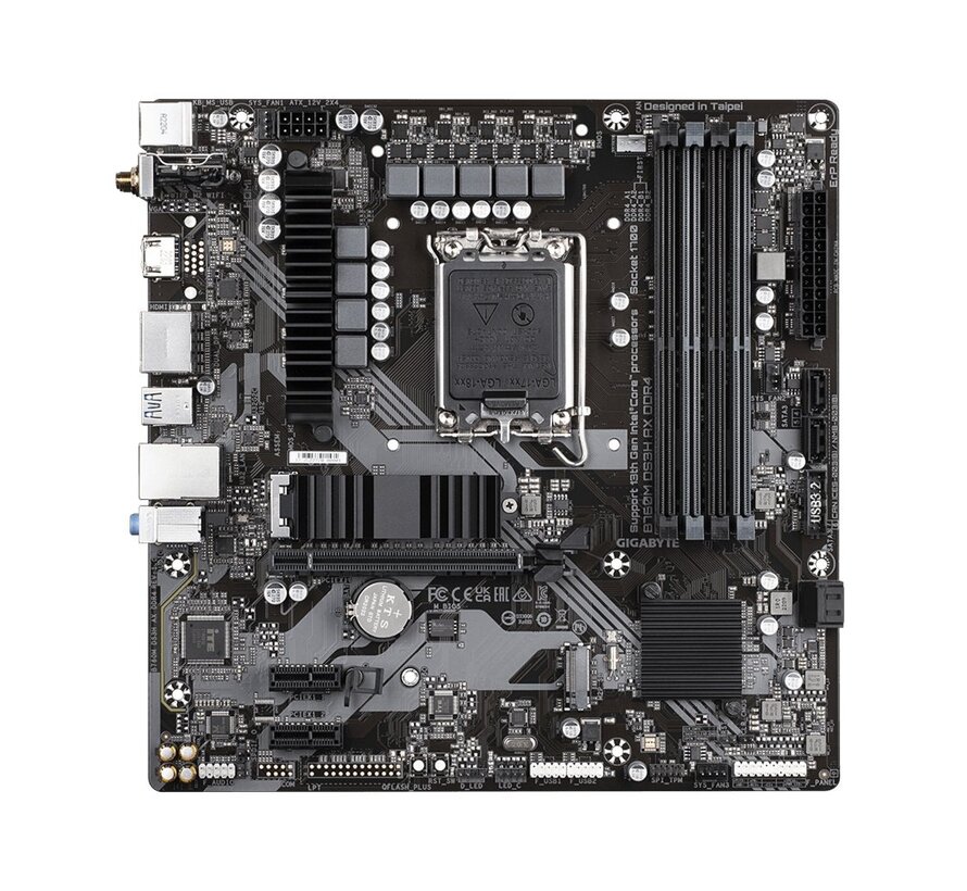 B760M DS3H AX DDR4 | Socket LGA 1700 | Intel B760 | 4xDDR4 | Micro-ATX | Moederbord