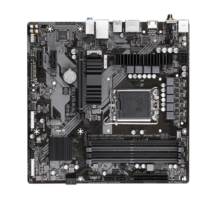 B760M DS3H AX DDR4 | Socket LGA 1700 | Intel B760 | 4xDDR4 | Micro-ATX | Moederbord