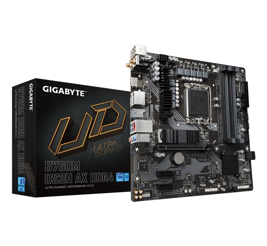 B760M DS3H AX DDR4 | Socket LGA 1700 | Intel B760 | 4xDDR4 | Micro-ATX | Moederbord