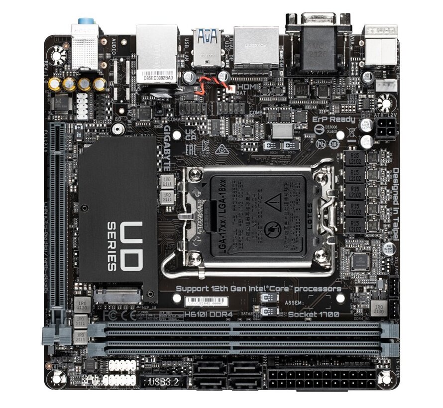 H610I DDR4 | Socket LGA 1700 | Intel H610 | 2xDDR4 | Mini-ITX | Moederbord
