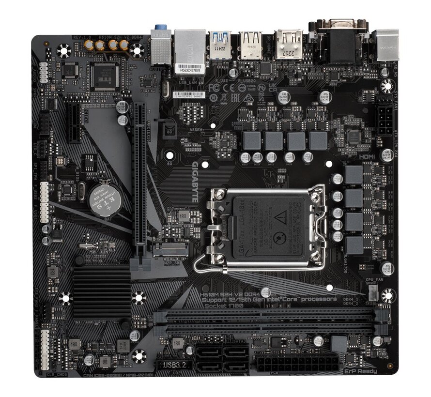 H610M S2H V2 DDR4 (rev. 1.0) | Socket LGA 1700 | Intel H610 | 2xDDR4 | Micro-ATX | Moederbord