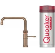 Quooker Classic Fusion Square messing patina met COMBI+ boiler 3-in-1 kokend water kraan