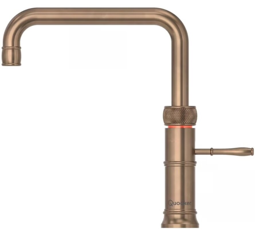 Quooker Classic Fusion Square messing patina met COMBI+ boiler 3-in-1 kokend water kraan