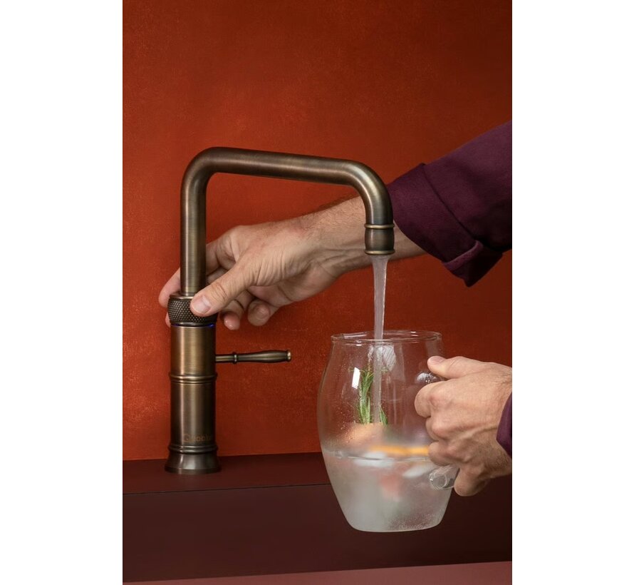 Quooker Classic Fusion Square messing patina met COMBI+ boiler 3-in-1 kokend water kraan