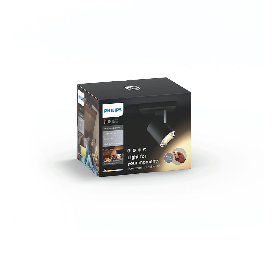 Philips Hue Runner Spot (White Ambiance, incl. DIM switch) Zwart