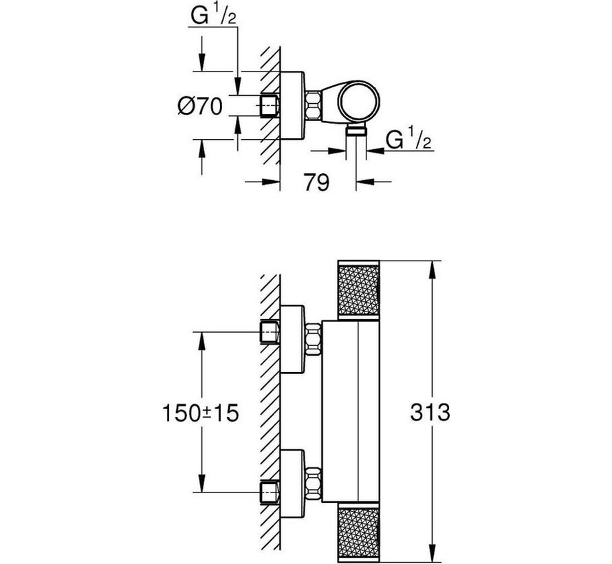 Grohe Precision Feel douche thermostaatkraan 15cm chroom