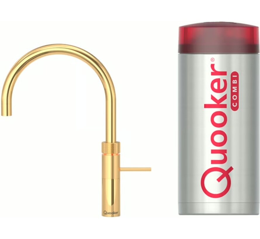 Quooker Fusion round met COMBI+ boiler 3-in-1 kokend water kraan Goud