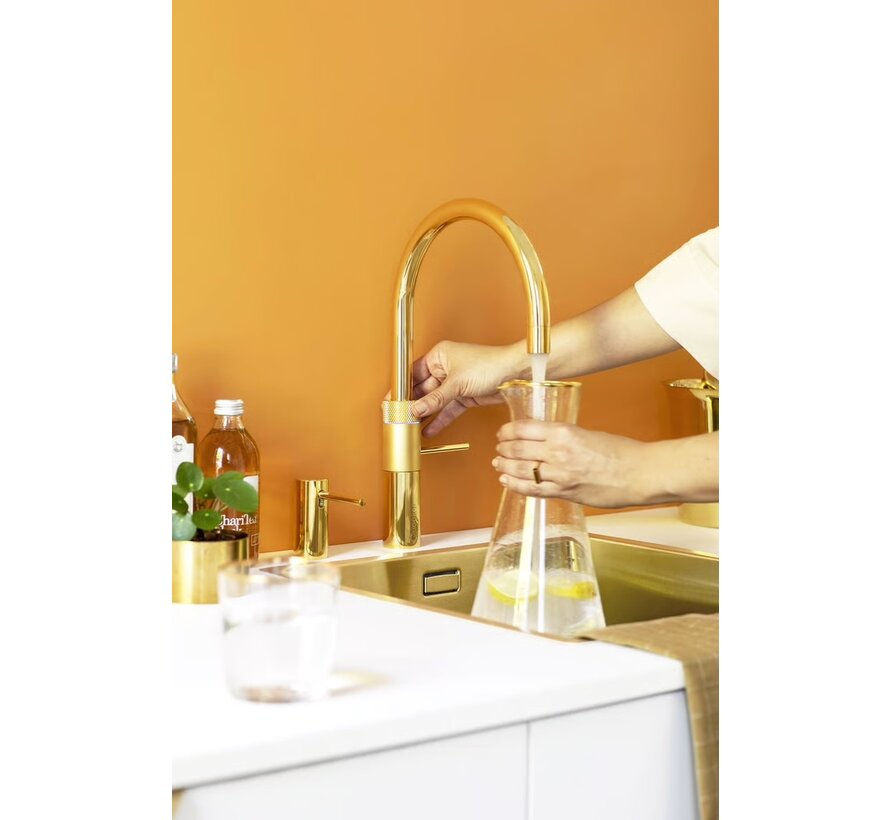 Quooker Fusion round met COMBI+ boiler 3-in-1 kokend water kraan Goud
