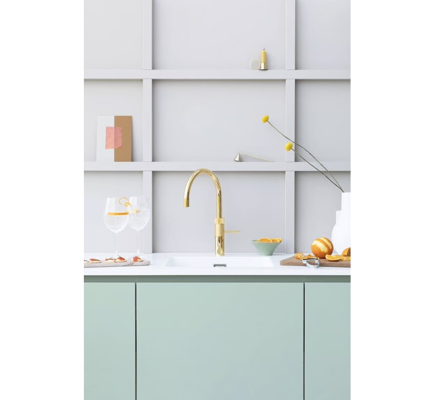Quooker Fusion round met COMBI+ boiler 3-in-1 kokend water kraan Goud