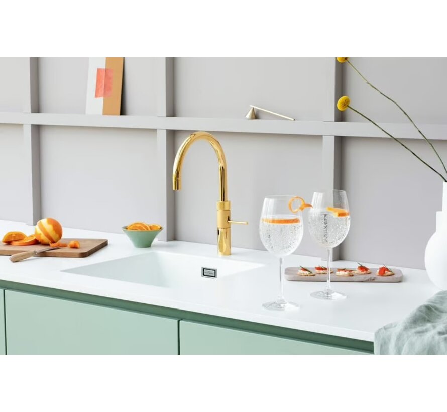 Quooker Fusion round met COMBI+ boiler 3-in-1 kokend water kraan Goud