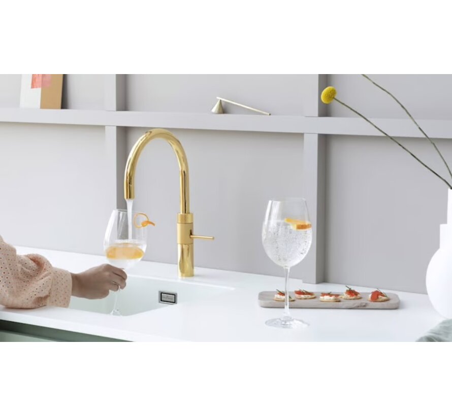 Quooker Fusion round met COMBI+ boiler 3-in-1 kokend water kraan Goud