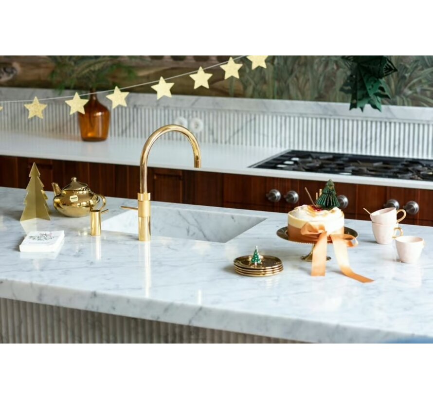 Quooker Fusion round met COMBI+ boiler 3-in-1 kokend water kraan Goud